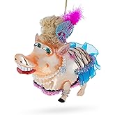 Fashion-Forward Pig Blown Glass Christmas Ornament