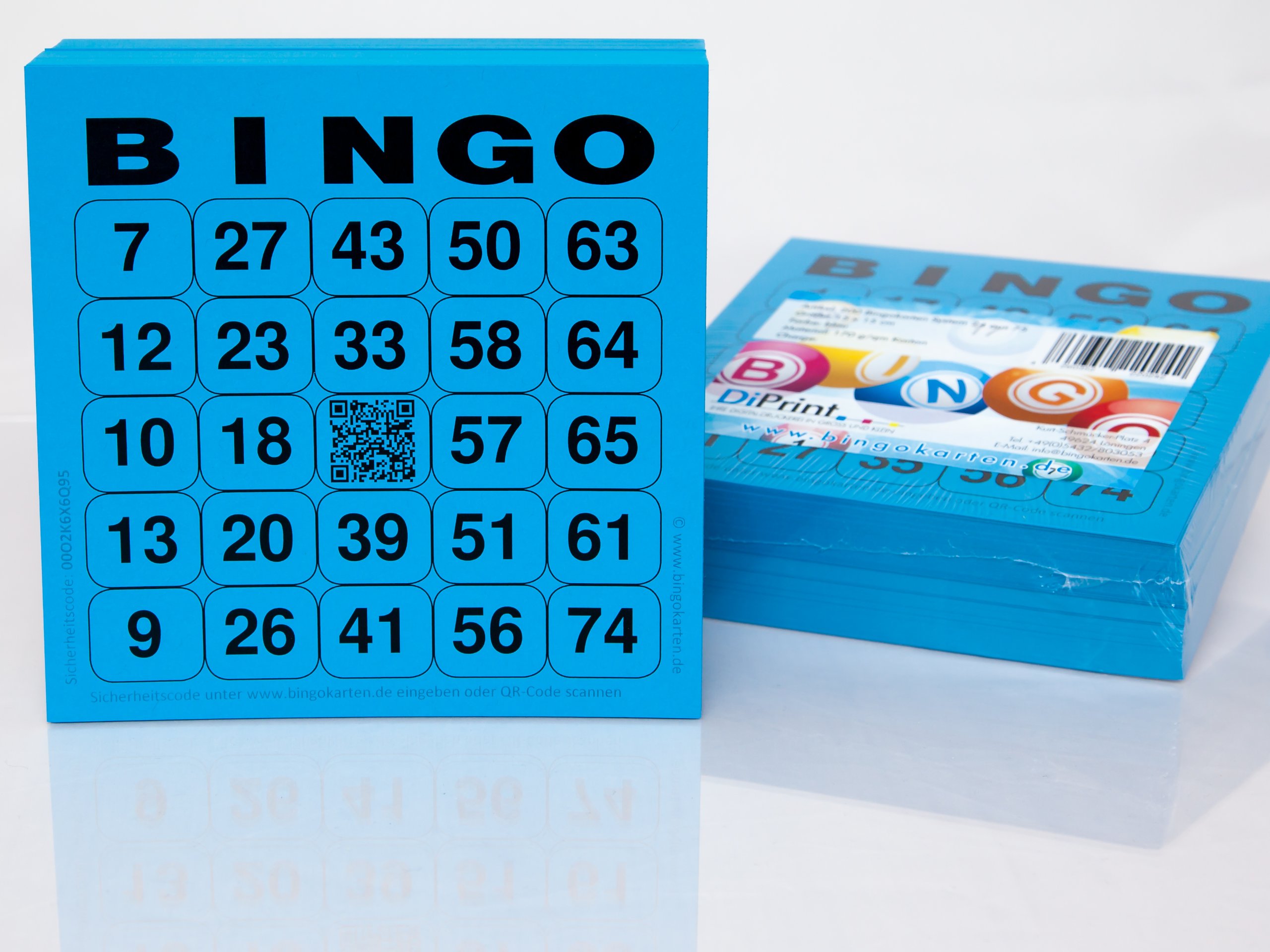 200 large printed Bingo Cards for Seniors System 24 of 75 (blue)