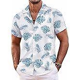 COOFANDY Mens Hawaiian Shirt Short Sleeve Floral Button Down Shirts Tropical Summer Beach Shirts Camp Collar Shirt