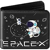 Teen Boys Cool Wallet-Men Mens Men'S Space Leather Credit Id Card Cash Holder Man Black Rfid Blocking Zipper Wallets With Coin Pocket Id Window Aesthetic Teen Boy Male Youth Guys