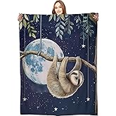 VODRM Moonlit Sloth Blanket Cute Dreamy Throw Blankets,Gifts for Kids Adult Woman Men,Lightweight Soft Fleece,Starry Sky Design,for Sofa Couch Bed Room Modern Relaxing Decor 50x60in