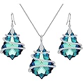EVER FAITH 925 Sterling Silver Gift Jewelry for Women CZ Baroque Pendant Necklace Earrings Set