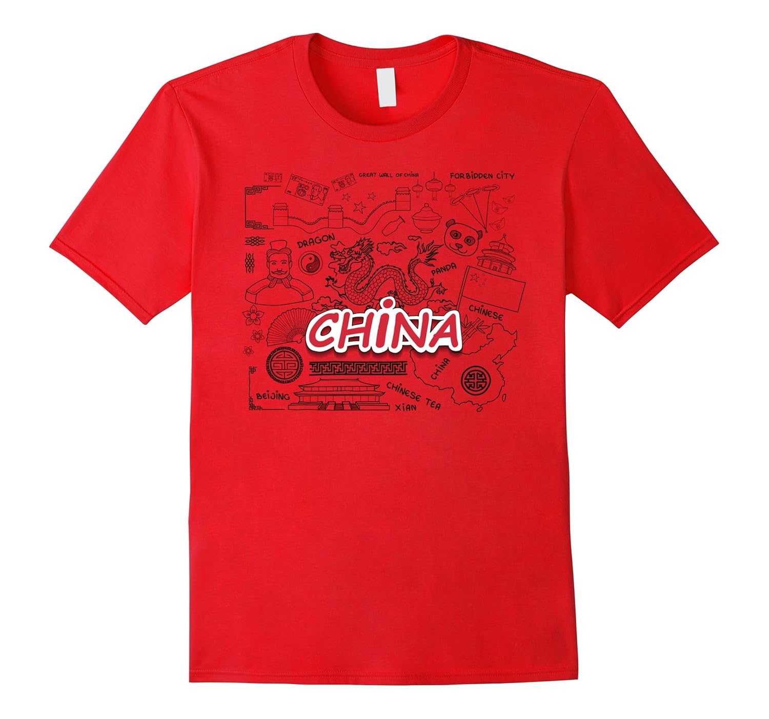 China Chinese T-Shirt with Dragon Beijing Panda Great Wall-ANZ