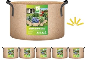 YSSOA 5-Pack 15 Gallon Grow Bags Heavy Duty Thickened Nonwoven Aeration Fabric Pots with Handles, Cloth Pots for Plants, Vegetable, Flower, Tomato Potato