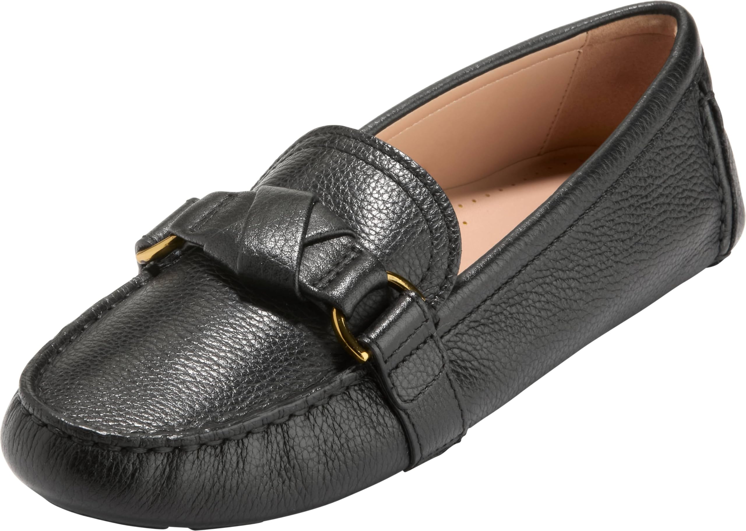Cole Haan Women’s Emmie Knot Driver Driving Style Loafer, Black Leather, 8.5
