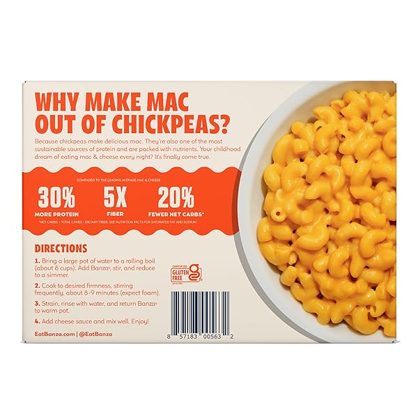 BANZA DELUXE ELBOWS MAC AND CHEESE WITH CREAMY CHEDDAR – HIGH PROTEIN, GLUTEN FREE, AND LOWER CARB DELUXE PROTEIN MAC AND CHEESE 11.0OZ
