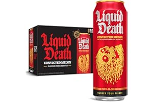 Liquid Death Flavored Sparkling Water with Agave, Convicted Melon, 19.2 oz King Size Cans (8-Pack)