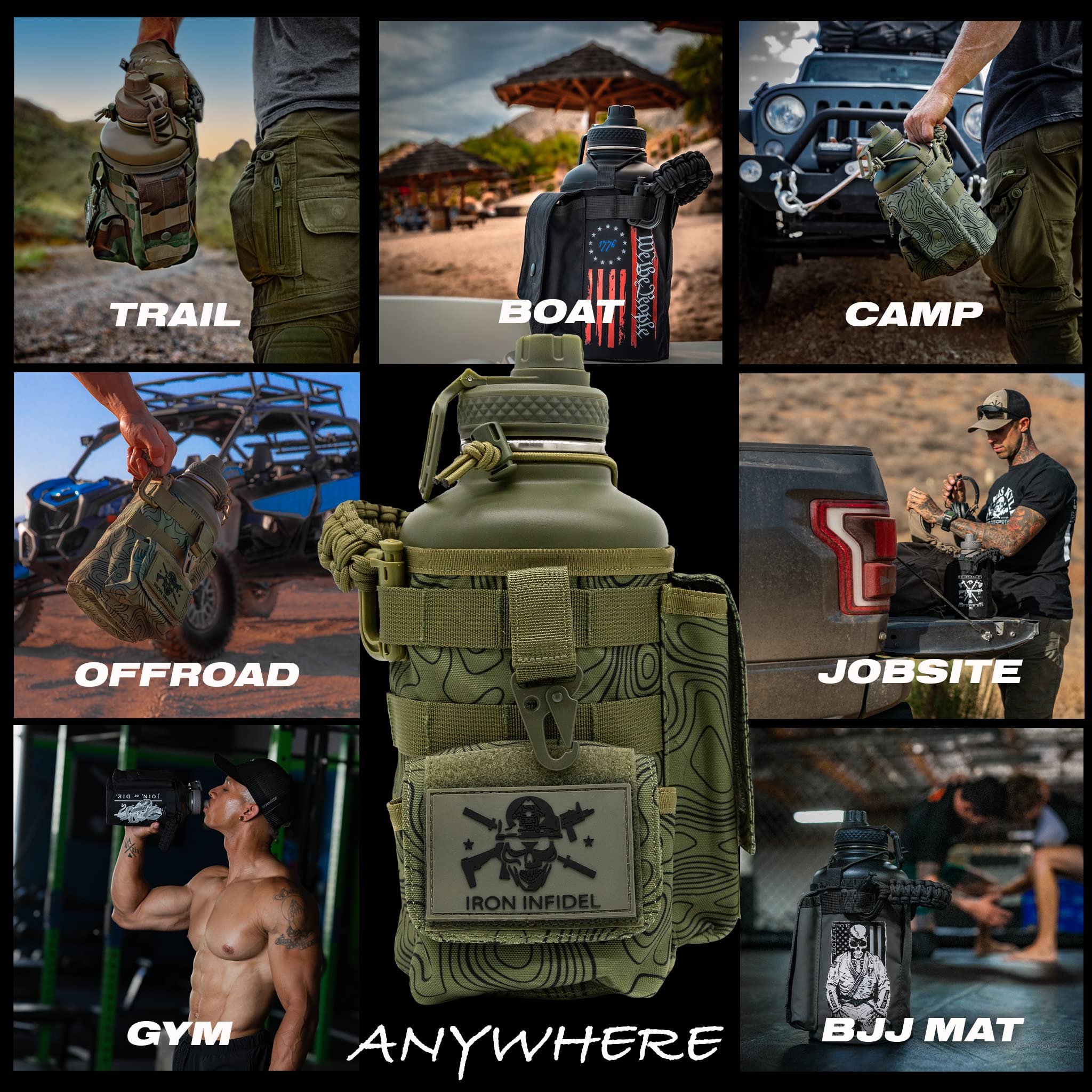 Mua Iron Infidel Battle Bottle Half Gallon Water Bottle Insulated, 64 oz Stainless Steel Water