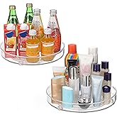 URALFA 2-Pack Lazy Susan Cabinet Organizer, Plastic Rotating Round Lazy Susan Turntable for Cabinet, Pantry, Countertop, Table, Fridge, 10.5 Inch