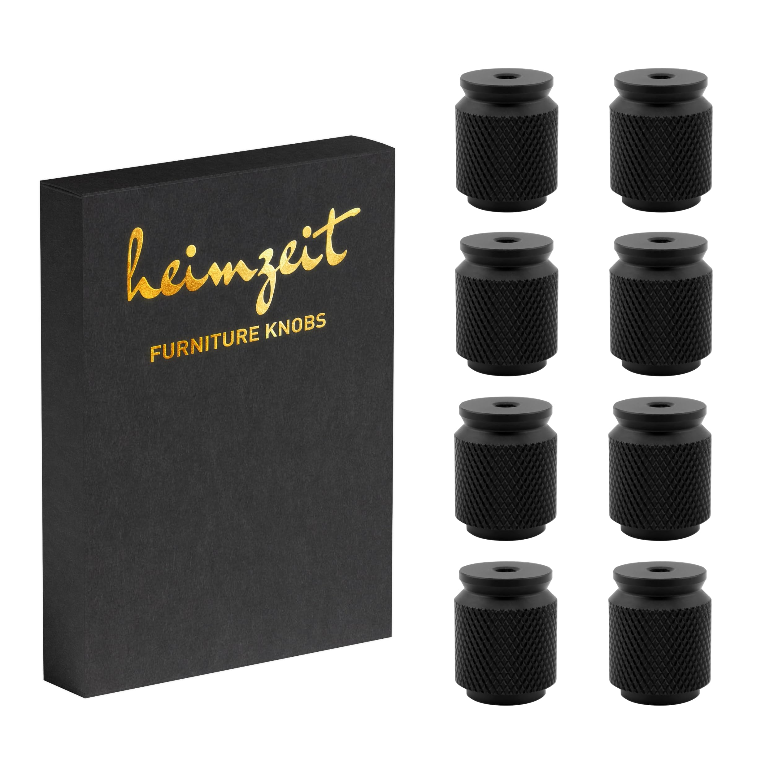 heimzeit Cabinet Knobs Core for Doors, Drawers, and Dressers Made of Aluminium [8 Pieces, Round] Color: Black, Stylish Design, Furniture Knobs with Single Hole Grip and Screws