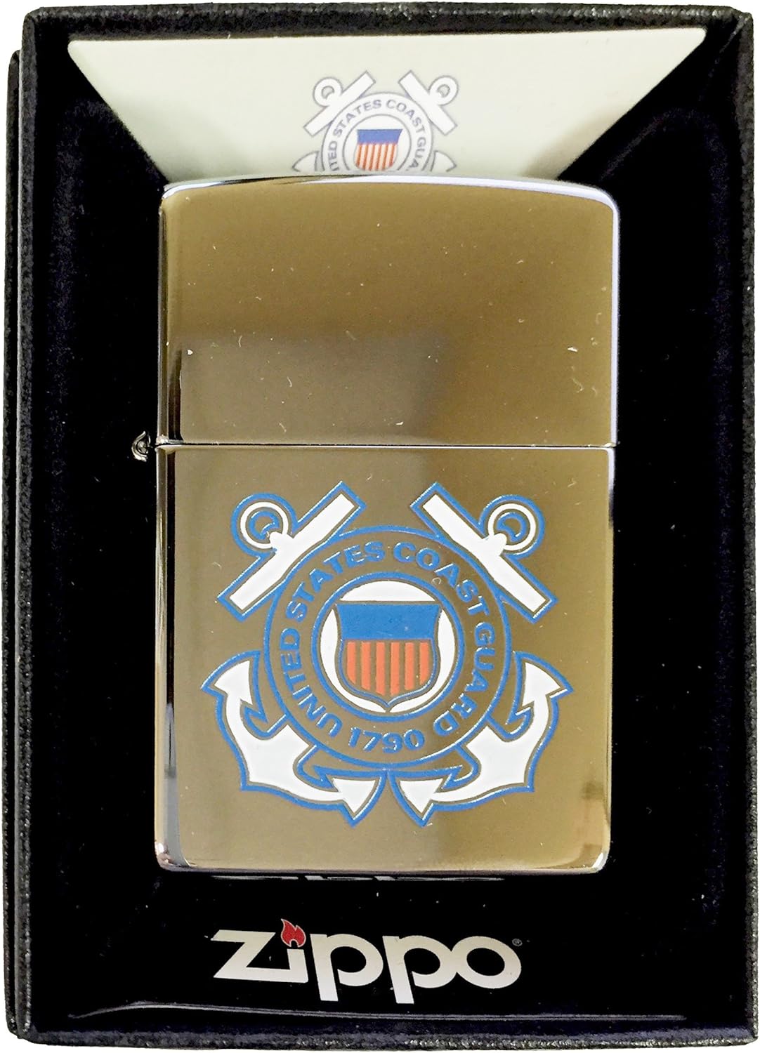 Zippo Custom Lighter - United States Coast Guard Emblem High Polished Chrome