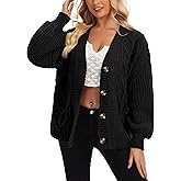 Simlakey Women Oversized Cardigans Sweater 2025 Long Sleeve Cable Knit Sweater Fall Winter Open Front Button Casual Outwear