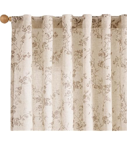 Amazon.com: jinchan Linen Floral Curtains for Living Room with