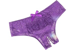 comeondear Women's Lace Cheeky Panties Mesh Ruffle Underwear Thongs Low Rise Plus Size Underpants