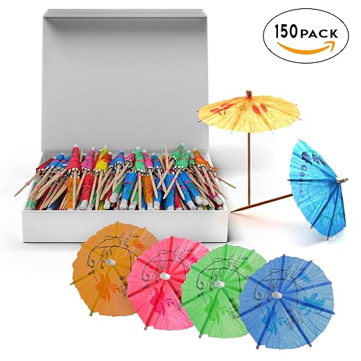 MATANA 150 Einweg-Cocktailschirme Cocktail-schirmchen Hawaï Parasol Paraplu - Perfekt für Alle Partys & Anlässe, Bar Zubehör,