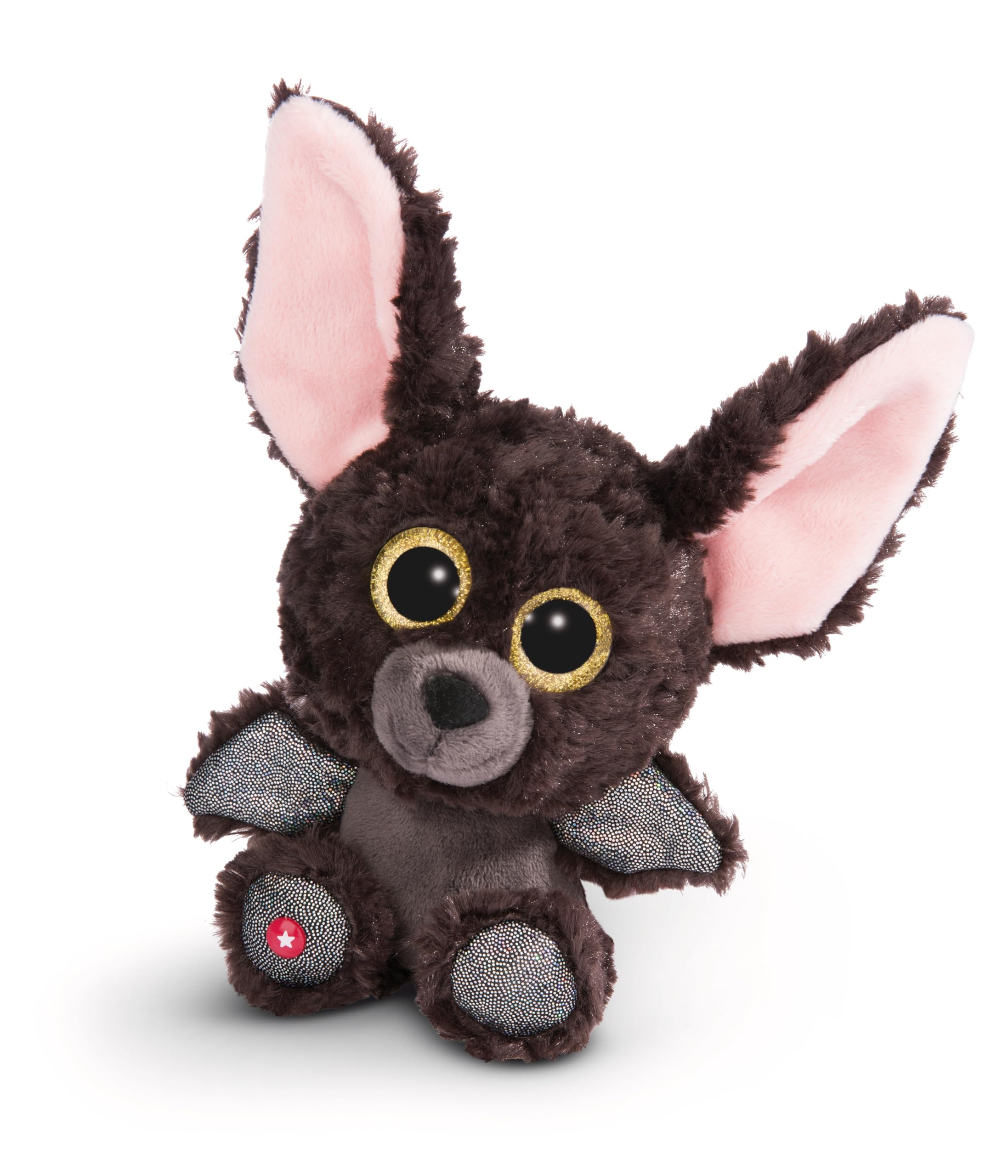 Nici 45552 Glubschis Cuddly Toy Bat Baako 15cm, Star, Shimmering Silver