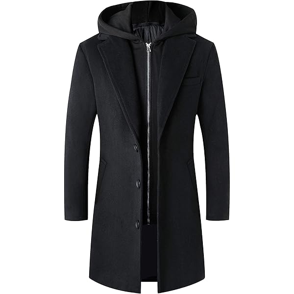 Qolkmuiy-GJ Men's Business Peacoat with Detachable Zipper Thermal