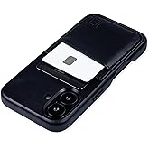 Dockem Genuine Leather Card Case V2 for iPhone 16 with Camera Control Cutout, Built-in Metal Plate, Stitched-on Wallet with 2 Credit Card Holder Slots (Black, M2GL)