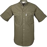 Tag Safari Vent Back Adventure Shirt for Men Short Sleeve, 100% Cotton - Moss - X-Large