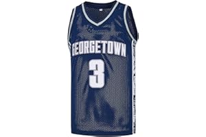 CGUBJI Men's #3 Georgetown Collegiate Athletic Embroidered Retro Basketball Jersey