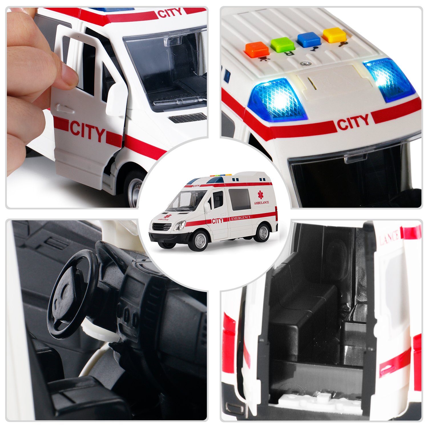 Liberty Imports Large Friction Powered Rescue Ambulance 116 Toy