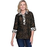 Ali Miles womens Woven Jacquard Popover Tunic for Women