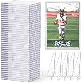 36 Pack Slim Card Holders + 5 Acrylic Display Stands &ndash; UV Protection Hard Plastic Cases for Sports Cards, Baseball Cards Collectibles, Anti-Scratch Trading Card Sleeves with Secure Closure