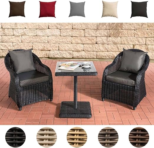 Clp Polyrattan Gartengarnitur Termini Sitzgruppe Mit 2 Sitzplatzen Gartenmobel Set 2 Gartenstuhle Und Ein Tisch Erhaltlich Rattanfarbe Schwarz Bezugfarbe Anthrazit Amazon De Kuche Haushalt