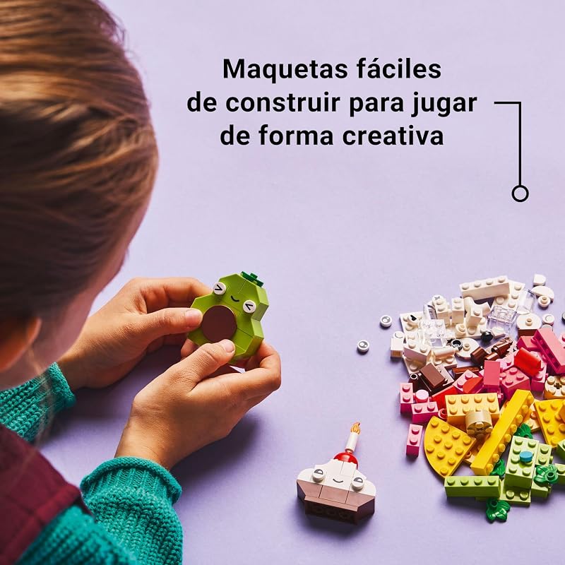 LEGO Classic Creative Nutritious Friends Food Toy para meninos e meninas 4 anos e mais velhos, tijolos coloridos para construir um cupcake, sorvete, abacate e taco, presente infantil 11039
