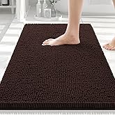 Smiry Luxury Chenille Bathroom Rugs 30x20, Extra Soft and Absorbent Shaggy Bath Mat, Machine Washable, Non-Slip Plush Carpet Runner for Tub, Shower, and Floor, Home Decor Accessories, Brown
