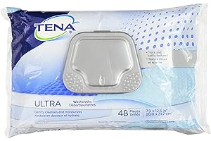 Tena Ultra Skin-Caring Washcloths, 8x12.5 in., Soft-Pack/48 wipes
