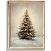uniro Christmas Wall Art Prints, Vintage Christmas Decor, Rustic Winter Pine Forest Christmas Trees Canvas Art Prints Poster Painting, Farmhouse Christmas Forest Landscape Winter Art Picture Aesthetic for Bedroom Bathroom Living Room Office Decor (8" x 10"-UNFRAMED)
