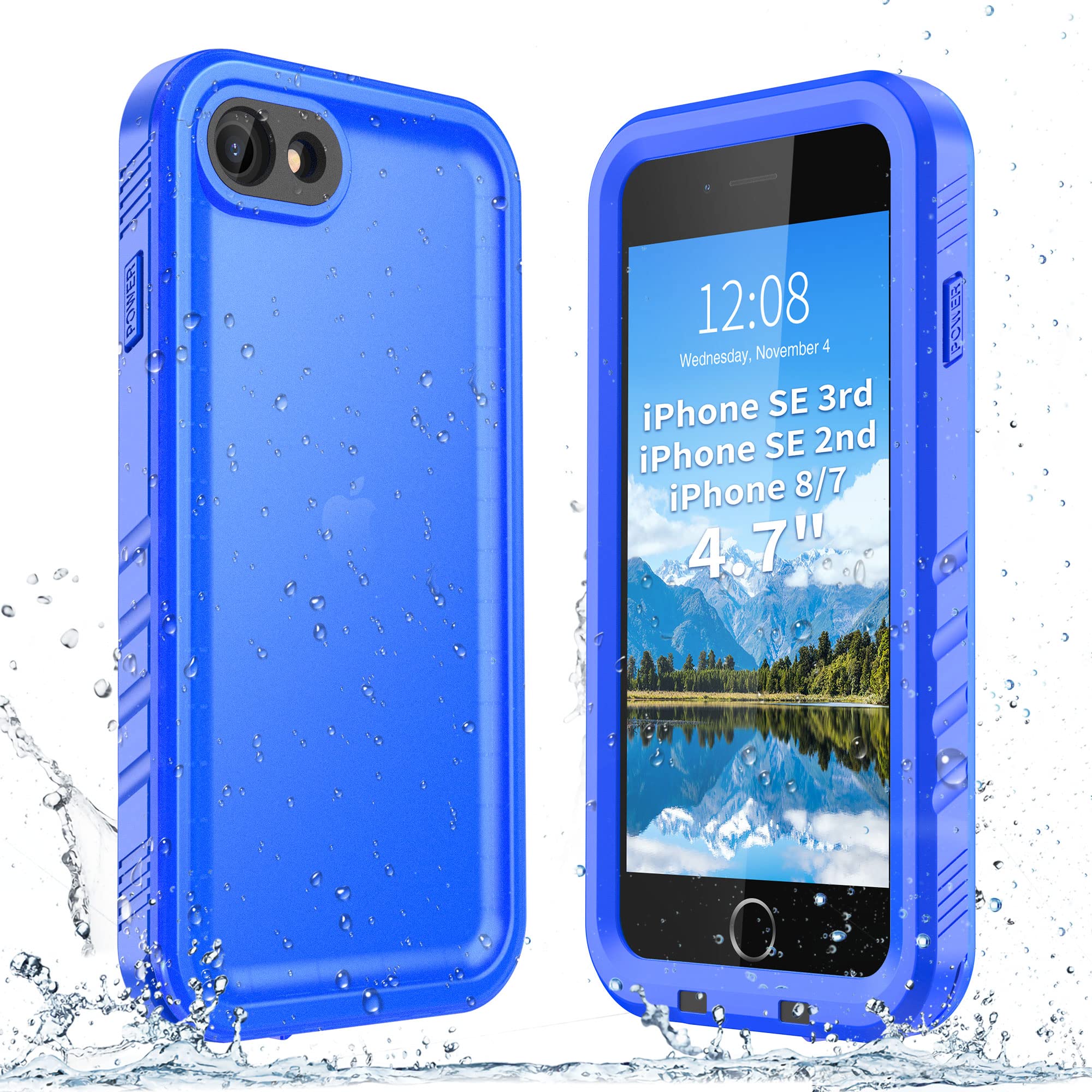 Photo 1 of SPORTLINK for iPhone SE 3rd 2022/iPhone SE 2nd 2020/iPhone 7/8 Waterproof Case - Built in Screen Protector Full Body Shockproof Dustproof IP68 Waterproof Case for iPhone SE3/SE2/7/8 Frosted Blue