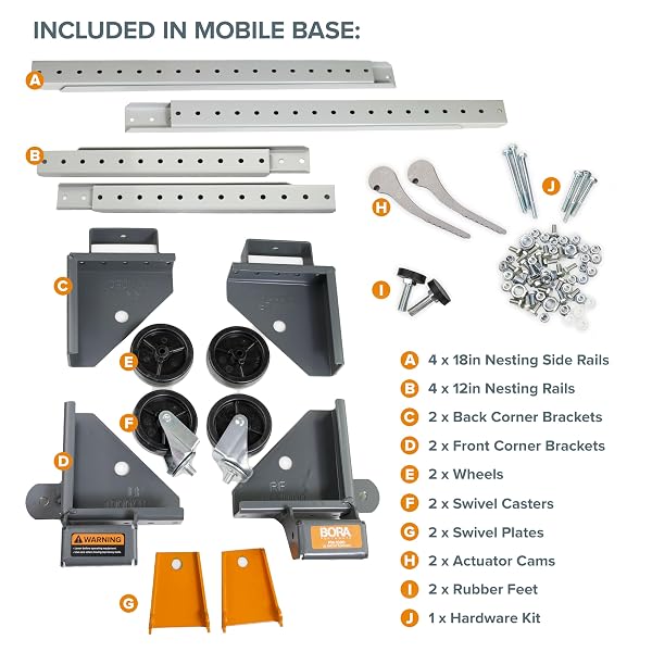 BORA ADJUSTABLE UNIVERSAL MOBILE BASE BORA PORTAMATE PM-1000. MOVE YOUR HEAVY TOOLS AND EQUIPMENT AROUND YOUR SHOP WITH EASE AND STABILITY