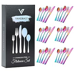 Rainbow Silverware Set Flatware Cutlery - 30 Pieces