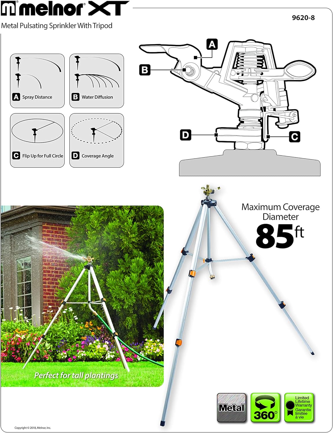 Melnor 65066-AMZ Metal Pulsating Sprinkler QuickConnect Product Adapter Set,  Bundle, XT Tripod : Garden & Outdoor