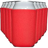 TahoeBay Blank Beer Can Cooler Sleeves (12-Pack) Bulk Sublimation Blanks for Vinyl Plain Soft Foam Can Sleeves Coolers for Soda Cans & Bottles Black, White, Assorted Solid Color (Red)