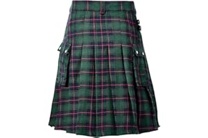 Zando Kilt for Men Scottish Kilt Traditional Highland Tartan Skirt Utility Kilts Casual