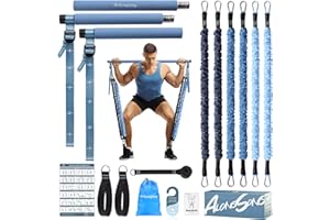 ALongSong Pilates Equipment Pilates Reformer Bar Set with Resistance Bands 180LBS/240LBS for Home Gym Workout Fitness Yoga Tw