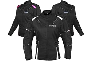 ALPHA CYCLE GEAR ALL SEASON WOMEN MOTORCYCLE JACKET WATERPROOF RIDING WITH CE ARMOUR (BLACK/WHITE, SMALL)