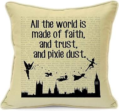 Vintage Citation Peter Pan Disney Fete D Anniversaire Cadeaux Pour Enfants Filles Garcons Bapteme D Art Fait Main 45 7 Cm Housse De Coussin Pour Canape Chaise Canape De Salon Chambre De Noel Amazon Fr Cuisine