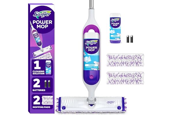 Swiffer PowerMop Multi-Surface Mop Kit for Floor Cleaning, Fresh Scent, Mopping Kit Includes PowerMop, 2 Mopping Pad Refills,