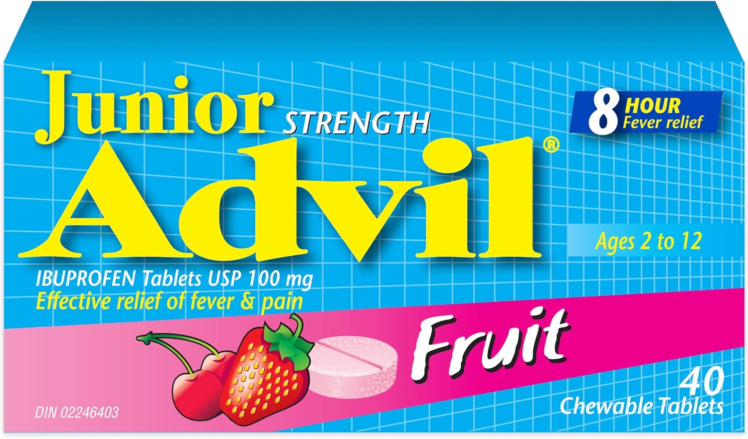 Junior Strength Advil Ibuprofen Tablets USP 100 mg Fruit 40