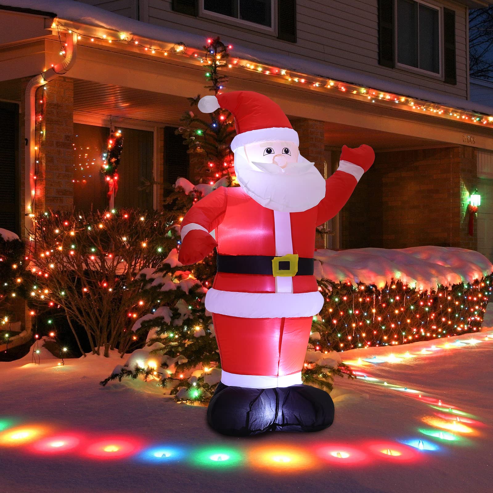 Warmiehomy 6FT/180cm Christmas Inflatables Santa Claus, Outdoor Xmas Decorations Blow Up Yard Inflatable Christmas Decorations for Indoor Garden Shopping Mall Door Wall