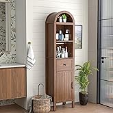 Lxsxlome 64" Tall Bathroom Storage Cabinet with Adjustable Shelves,Tall Narrow Arched Freestanding Tower Cabinet with Fluted