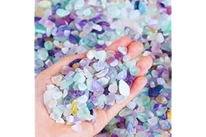 XIANNVXI Fluorite Aquarium Gravel Rocks 0.87lbs Crystal Chips Bulk Natural Tumbled Crushed Stone for Fish Tank Potted Vase Filler Planters Decorative