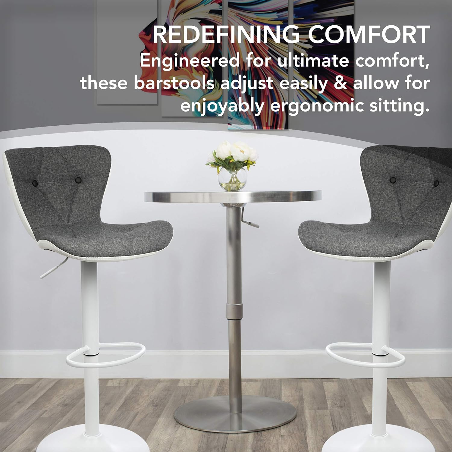 Adjustable Height Bar Stool Seat Modern Airlift Swivel Barstool Mid Back Padded Chair For High Ergonomic Seating Heavy Duty Contemporary Metal Base For Countertop Dining Gray And Black 1 Piece Barstools Home Urbytuscom