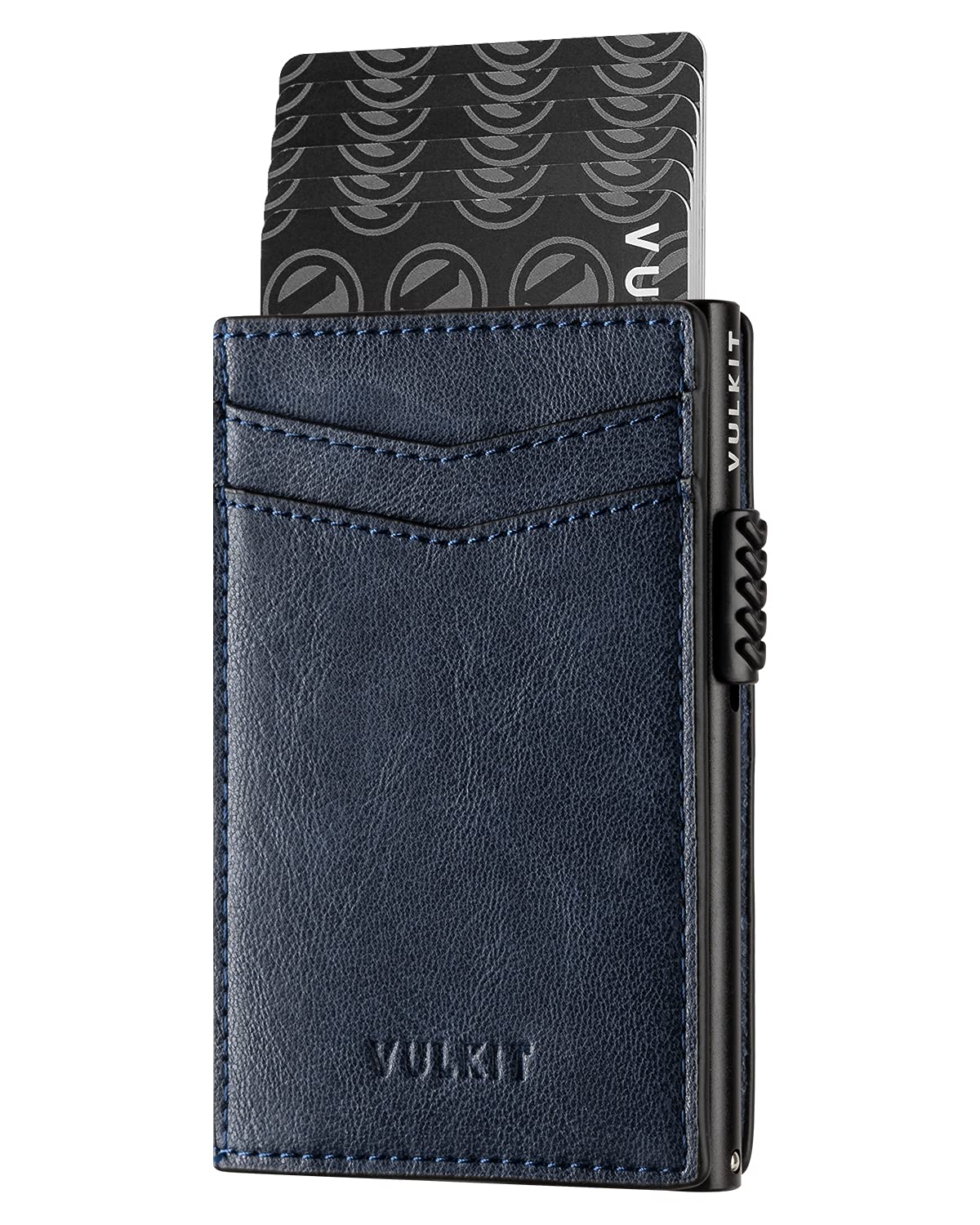 VULKIT Credit Card Holder Leather Card Wallet RFID Blocking Automatic Pop Up Business Card Case for Cards & Notes