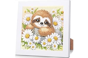 ajepon Sloth Diamond Art Kits for Kids with Frame, Sloths Diamond Art for Kids Ages 8-12, Animal Diamond Painting Kits for Kid with Beautiful Package for Gift Home Wall Decor (7x7inch)