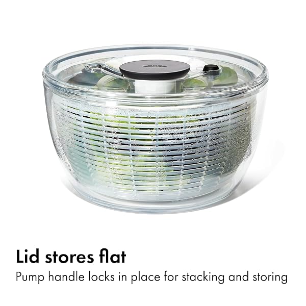 OXO GOOD GRIPS SALAD SPINNER | LETTUCE SPINNER | FRUIT WASHER | FRUIT WASHING BOWL WITH STRAINER | VEGETABLE CLEANER | SALAD CLEANER | LETTUCE WASHER | 6.22 QUART CAPACITY